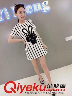 連衣裙 歐洲站2015{zx1}時(shí)尚休閑可愛(ài)兔子立體蝴蝶結(jié)修身顯瘦雪紡連衣裙原始圖片2