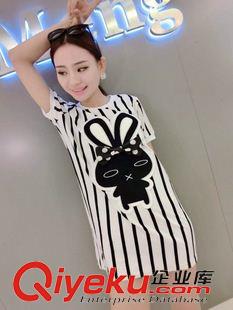 連衣裙 歐洲站2015{zx1}時(shí)尚休閑可愛(ài)兔子立體蝴蝶結(jié)修身顯瘦雪紡連衣裙原始圖片3