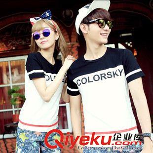 夏季新品7月30 情侶裝夏裝2015新款韓版大碼寬松男女字母印花短袖T恤學生班服潮原始圖片3