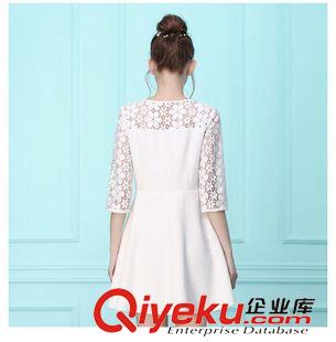 夏季新品7月25 2015新款夏季韓版修身蕾絲連衣裙仙雪紡打底衫七分袖女中長款裙子原始圖片3