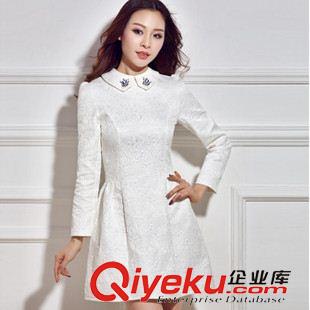 夏季新品7月25 2015春秋新款歐美dp女裝新娘年會鑲鉆小香風(fēng)氣質(zhì)禮服修身連衣裙