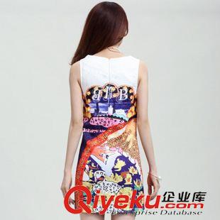 夏季新品7月25 2015夏款批發(fā)修身連衣裙歐美dp時(shí)尚印花顯瘦無袖背心打底裙子潮原始圖片3