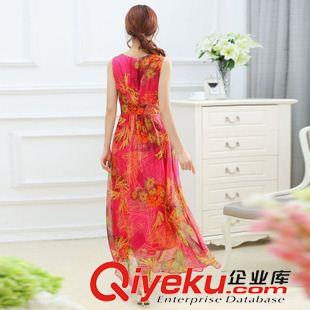 夏季新品7月25 2015夏季新款海邊度假長裙歐美高端印花波西米亞桑蠶絲真絲連衣裙原始圖片2