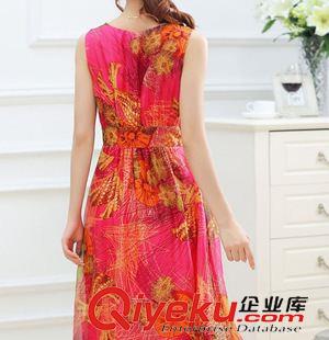 夏季新品7月25 2015夏季新款海邊度假長裙歐美高端印花波西米亞桑蠶絲真絲連衣裙原始圖片3
