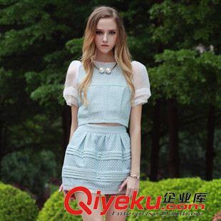 夏季新品7月25 2015歐美dp夏季新款氣質修身顯瘦鏤空中袖蕾絲連衣裙中長款裙子