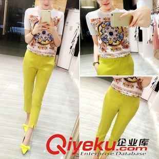 夏季新品7月25 2015夏季新款歐美女裝收腰系帶后背V領度假長款印花連衣裙修身潮