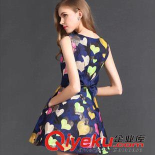 夏季新品7月25 2015夏季新款修身連衣裙歐洲站愛心桃提花韓版小香風(fēng)蝴蝶結(jié)背心裙原始圖片3