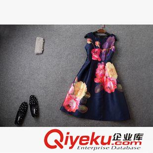 夏季新品7月25 歐美大牌春夏新款油畫印花無袖公主蓬蓬裙高腰大擺修身連衣裙女裝原始圖片3