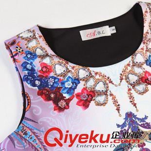 夏季新品7月25 dp新款女裝2015印花連衣裙女修身名媛氣質(zhì)時尚背心打底裙夏原始圖片3
