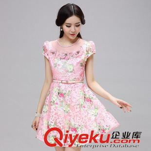 夏季新品7月25 2015夏季碎花連衣裙女修身短袖新款鏤空刺繡氣質(zhì)時尚打底裙子潮原始圖片2