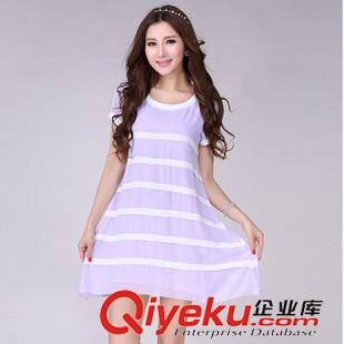 夏季新品7月23 2015夏季{zx1}款爆款雪紡大碼寬松韓版黑白條紋連衣裙子 實拍現(xiàn)貨原始圖片2