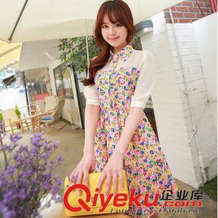 夏季新品7月23 2015夏季{zx1}款爆款雪紡大碼寬松韓版黑白條紋連衣裙子 實拍現(xiàn)貨