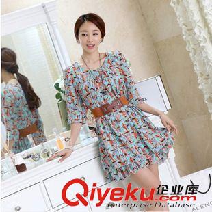 夏季新品7月23 2015春夏裝新款韓版寬松碎花雪紡印花連衣裙女裝 廣州 現(xiàn)貨實(shí)拍原始圖片2