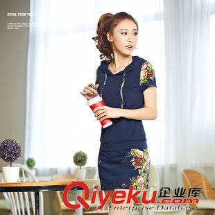 夏季新品7月23 2015夏季新款衛(wèi)衣印花短袖運(yùn)動(dòng)服休閑套裝修身顯瘦短裙女運(yùn)動(dòng)套裝原始圖片3