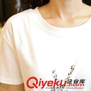 T恤 實(shí)拍2015夏季新款女裝廠家直銷百搭燙鉆純棉蕾絲修身顯瘦t恤上衣