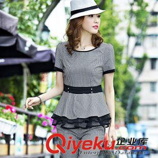 夏季新品7月23 2015年夏季裝新品短袖蕾絲拼接七分褲休閑顯瘦運(yùn)動套裝廠家直銷原始圖片2