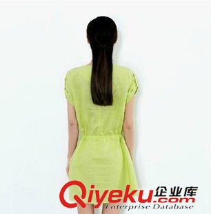 夏季新品7月19 2015夏裝新品款大碼女裝韓版寬松中長款短袖棉麻連衣裙廠家直售原始圖片2