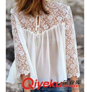 夏季新品7月19 2015夏裝新品款 女襯衫時尚休閑花邊襯衫雪紡上衣廠家直售原始圖片2