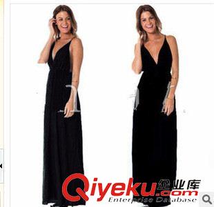 夏季新品7月19 2015歐美風(fēng)性感深V禮服后背交叉ts女夜店裝長款連衣裙直售