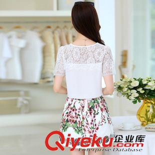 休閑套裝 2015新品款 夏裝歐美大碼女裝胖妹妹蕾絲上衣短裙兩件套胖mm 套裝原始圖片3