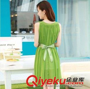 夏季新品7月19 2015夏裝新款韓版女裝寬松不規(guī)則雪紡V領(lǐng)無袖背心連衣裙實拍直售原始圖片2