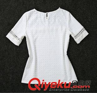 休閑套裝 歐美dp鉤花蕾絲鏤空上衣套裝A字裙歐根紗兩件套女套裝T恤原始圖片2