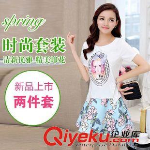 休閑套裝 小香風(fēng)女裝連衣裙 韓版印花上衣百褶裙顯瘦兩件套裝新品款原始圖片2