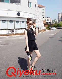 休閑套裝 連體褲夏季新款韓版修身雪紡連體衣短褲女大碼寬松無袖背心連衣褲原始圖片3
