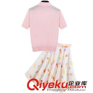 休閑套裝 歐洲站2015夏季新款歐美女裝套頭針織上衣歐根紗半身裙兩件套套裝原始圖片3