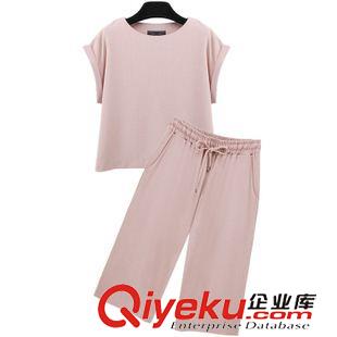 休閑套裝 歐洲站2015夏裝新款寬松短袖T恤闊腿中褲兩件套女裝時尚休閑套裝原始圖片3
