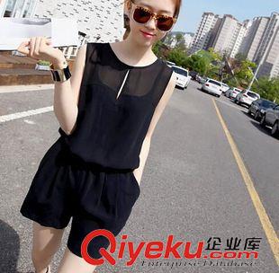 夏季新品7月19 2015夏季新款韓版修身雪紡連體衣短褲女大碼寬松無袖背心連衣褲原始圖片3