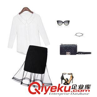 半身裙 歐洲站2015夏季新款歐美風大碼胖妹妹女裝歐根紗拼接半身裙夏短裙原始圖片2