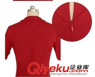 夏季新品7月19 2015夏季 新品款 歐美短袖雙排扣束身連衣裙伴娘 禮服裙廠家直售原始圖片2