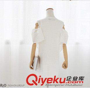 夏季新品7月12 夏裝新款韓版亞麻連衣裙 直筒修身顯瘦 棉麻露肩連衣裙 女原始圖片3