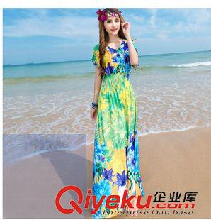 夏季新品7月12 2015波西米亞沙灘裙長(zhǎng)裙 海灘度假 顯瘦仙女 彈力連衣裙