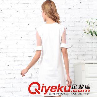 夏季新品7月12 2015新款女裝 時(shí)尚中長(zhǎng)款連衣裙  短袖網(wǎng)紗顯瘦 連衣裙