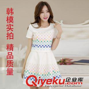 夏季新品7月12 2015夏季韓版女裝 新款時(shí)尚假2件連衣裙 A字裙 連衣裙