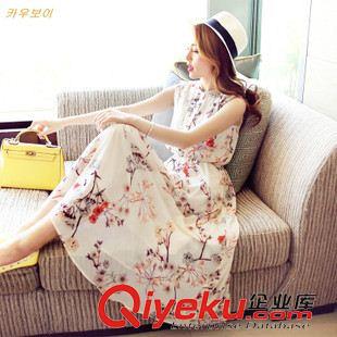 夏季新品7月12 2015韓版女裝時(shí)尚圓領(lǐng)純色百搭松緊腰短袖連衣裙 棉麻女裙