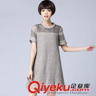 夏季新品7月12 新款歐美風(fēng)gd真絲拼接中長款 寬松氣質(zhì)女士精品 亞麻連衣裙原始圖片2