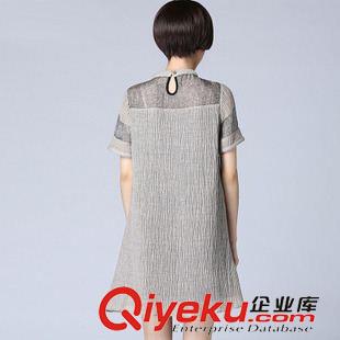 夏季新品7月12 新款歐美風(fēng)gd真絲拼接中長款 寬松氣質(zhì)女士精品 亞麻連衣裙原始圖片3