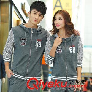 【情侶套裝】 2015新款秋季男女休閑套裝潮 秋冬情侶休閑運(yùn)動(dòng)套裝原始圖片3