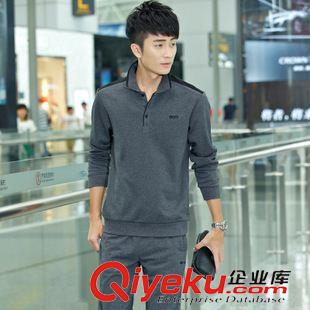 *衛(wèi)衣套 男士運動服跑步休閑運動套裝青少年大碼翻領(lǐng)晨練衛(wèi)衣男春秋運動服原始圖片2