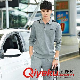 *衛(wèi)衣套 男士運動服跑步休閑運動套裝青少年大碼翻領(lǐng)晨練衛(wèi)衣男春秋運動服原始圖片3