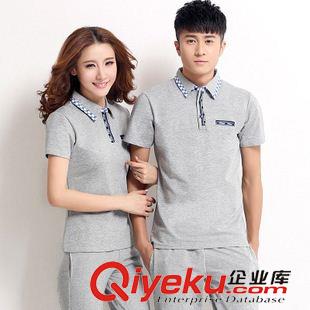情侶套裝 2015夏季白sq侶運動服套裝 男女翻領(lǐng)休閑裝 短袖長褲運動衣大碼