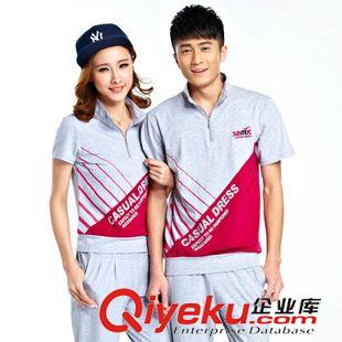 情侶套裝 2015新款夏季情侶短袖運動服套裝男女休閑衛(wèi)衣大碼翻領T恤棉原始圖片3