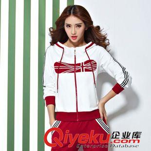 *女拼色二件套 韓版2015早秋新款運(yùn)動套裝休閑套裝女潮大碼長褲運(yùn)動服窗口拼色款原始圖片3