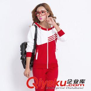 *女拼色二件套 2015早秋新款韓版運動服裝時尚拼色休閑衛衣運動套裝春秋女裝兩件原始圖片2