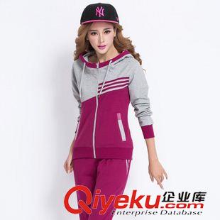 *女拼色二件套 2015早秋新款韓版運動服裝時尚拼色休閑衛衣運動套裝春秋女裝兩件原始圖片3