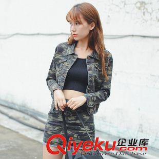 秋冬款套裝 實拍新款韓版迷彩女裝上裝牛仔小外套  迷彩牛仔群套裝優質版原始圖片3
