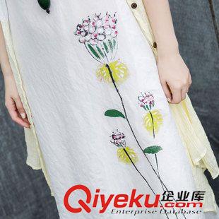 亞麻系列 復(fù)古棉麻連衣裙長裙女 寬松收腰披肩兩件套裝裙 夏季新款女裝原始圖片3